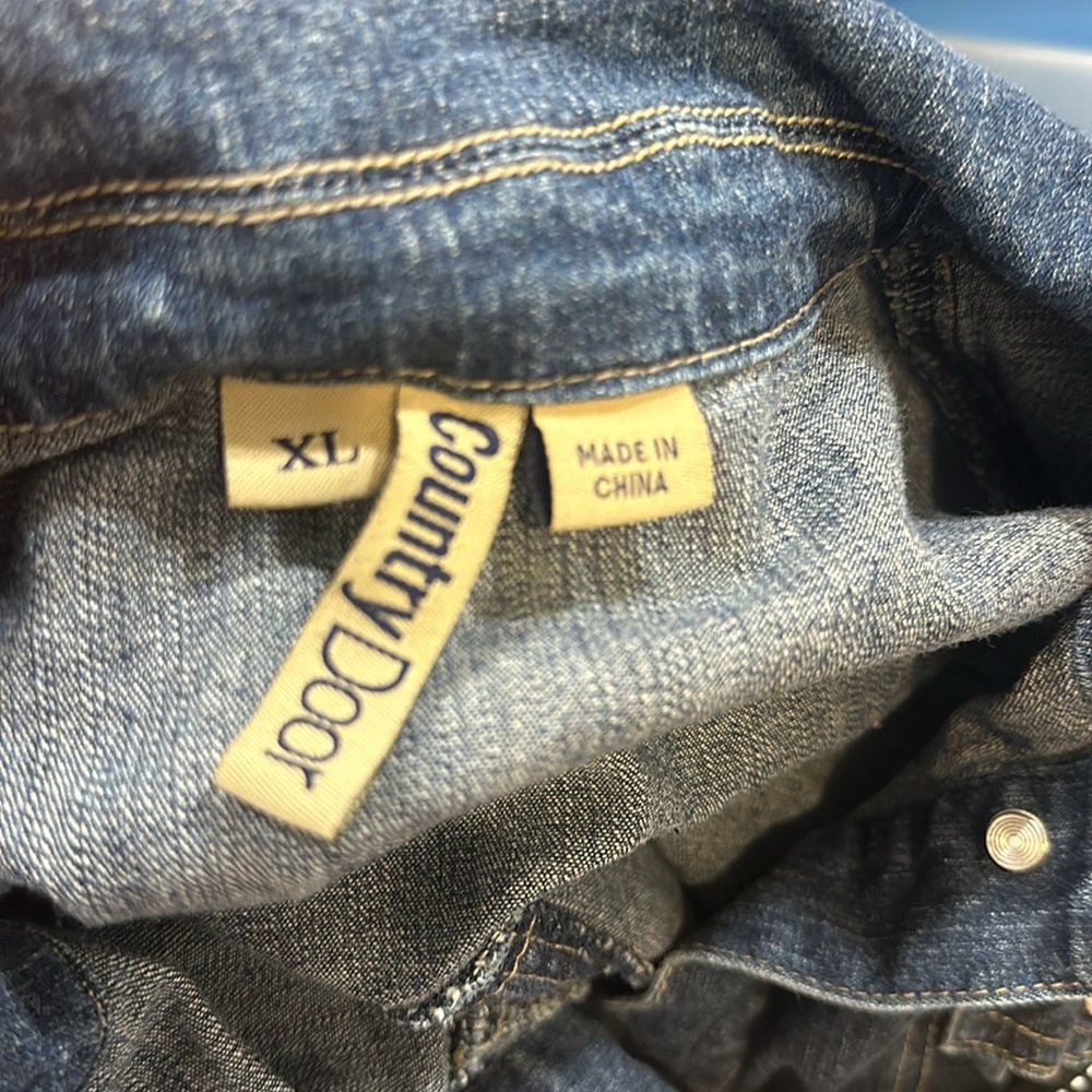 Country door women’s vintage denim‎ jacket lace western grunge core XL cotton - Picture 6 of 7